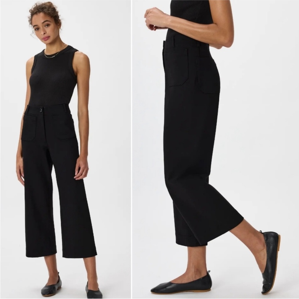 Quince Black Wide-Leg Cropped Pants
